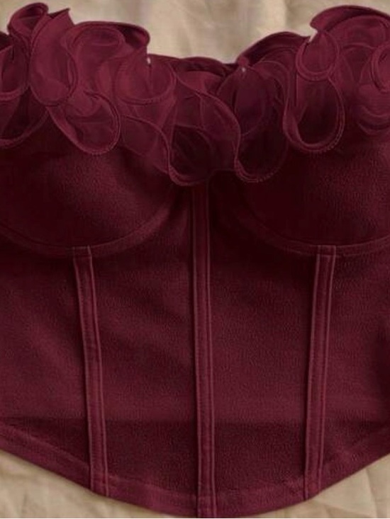 SHEIN Other - SHEIN Wine Floral-Trim Bustier Top